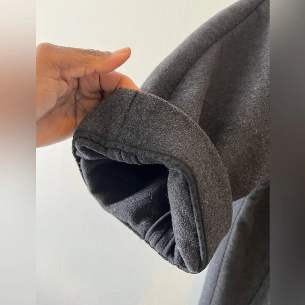 Aritzia Wilfred Dark Gray Wool & Cashmere High Collar Kimono Sleeves Coat Medium - Picture 9 of 16